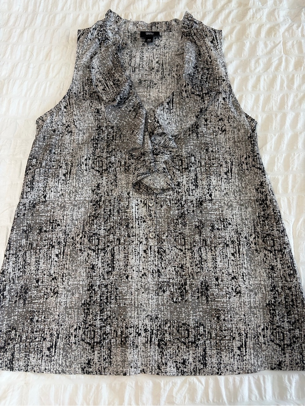 Mossimo Textured Look Ruffle Neck Sleeveless Top - Gray & Black - Picture 5 of 16